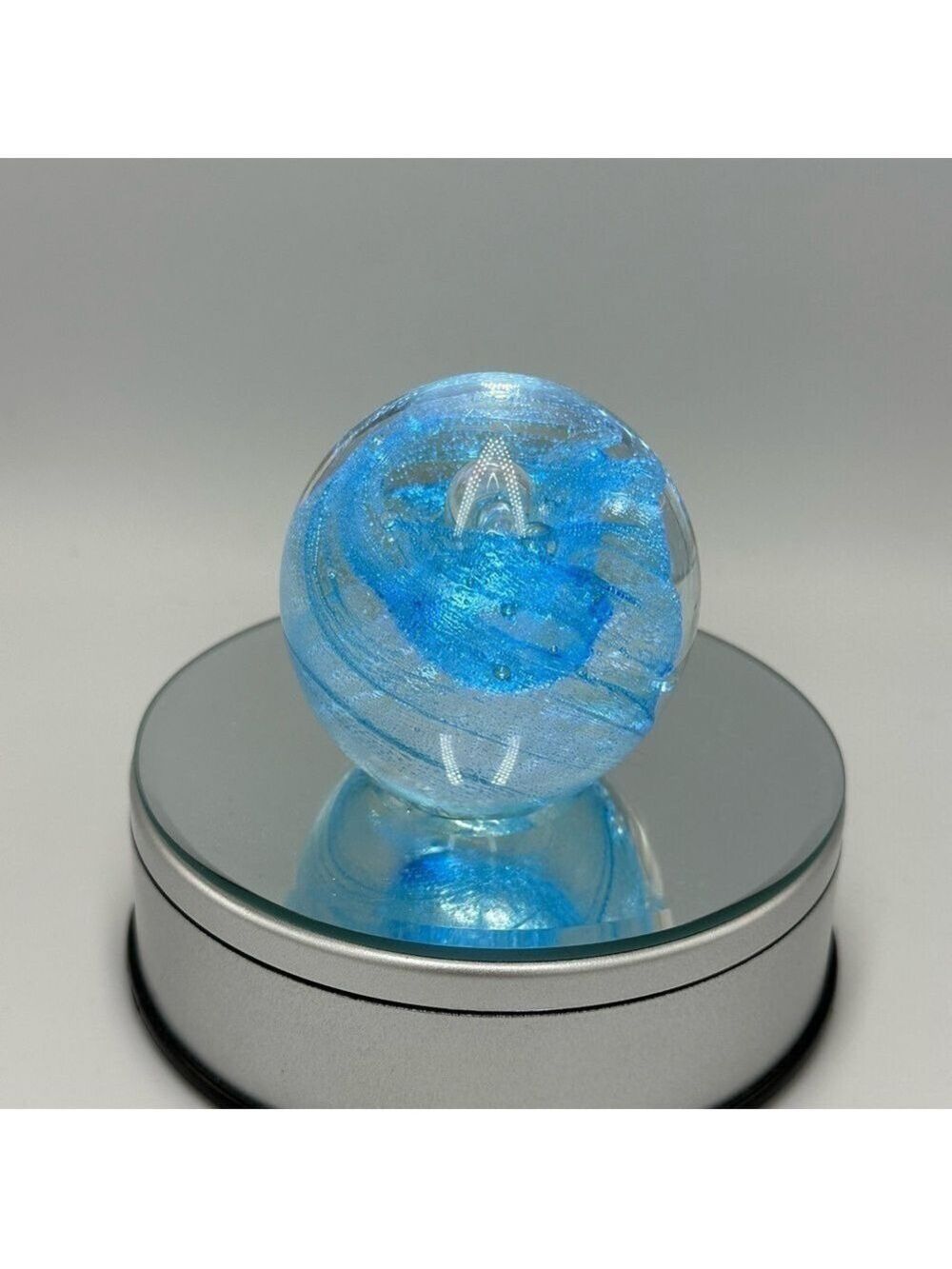Vintage Art Glass Paperweight Blue Swirl Handblown by Dynasty Gallery